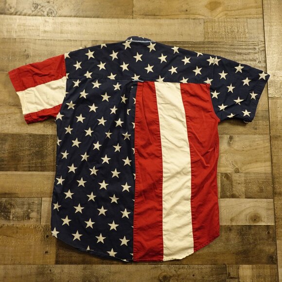 Chaps Ralph Lauren Flag Shirt Men’s Large Red White Blue Stars Stripes USA - Picture 10 of 11